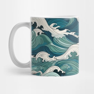 Ephemeral Crests: Hokusai Waves Reimagined Mug